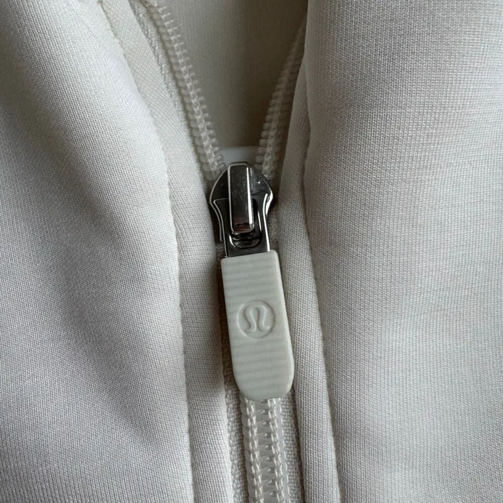 Lululemon Brushed Softstreme Hood Full Zip Up Size 8 Medium Ivory Bone